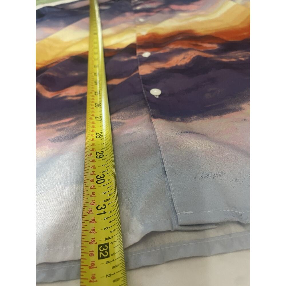 INC Unisex Shirt Lightweight Large Button Down Unique Sunset Watercolor design - Picture 9 of 11